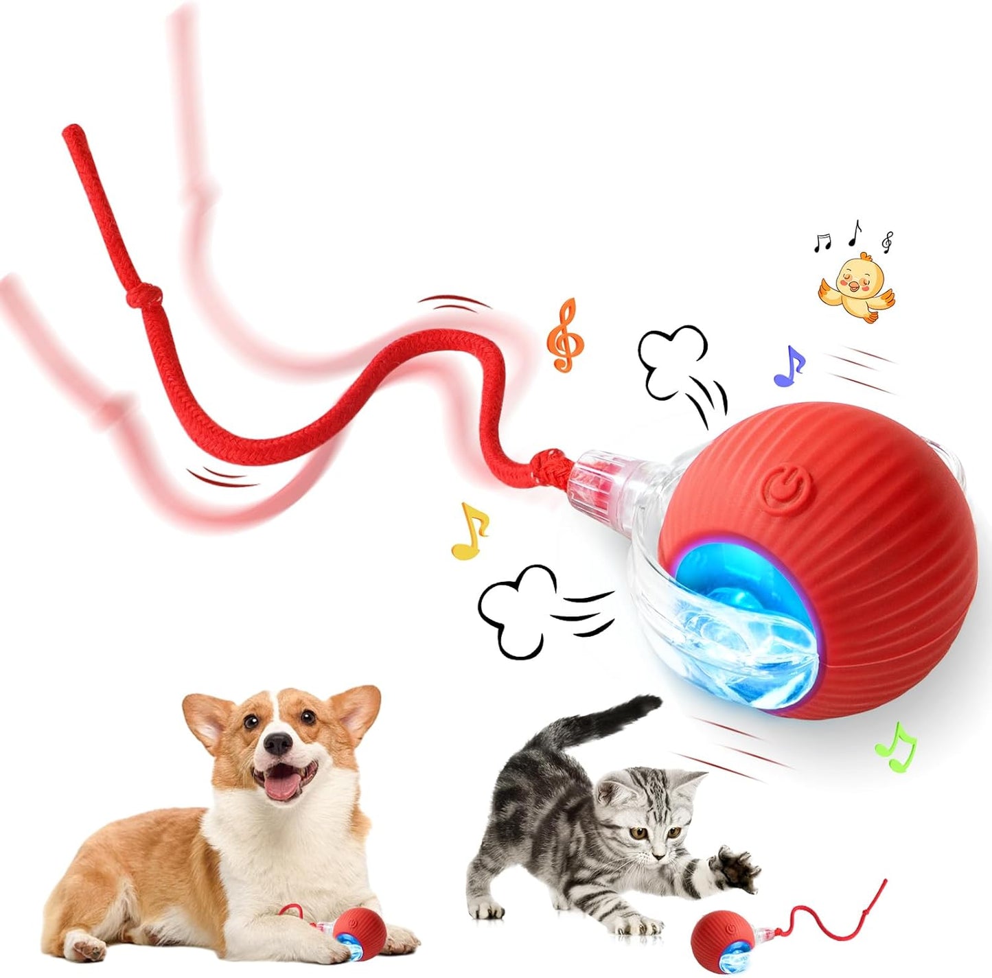 Interactive Smart Cat Toy - Motion Activated, Bird Sound, Obstacle Avoidance - Engaging Entertainment for Pets!