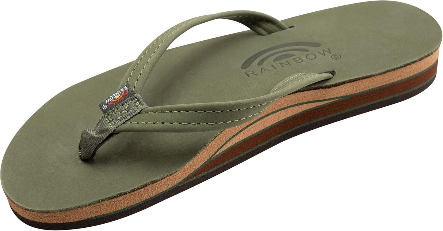 Rainbow Sandals Women's Double Layer Leather Narrow Strap Sandals