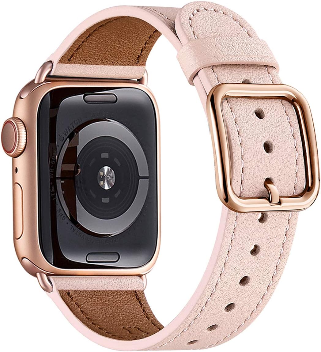 Premium Pink Leather Apple Watch Band - MNBVCXZ