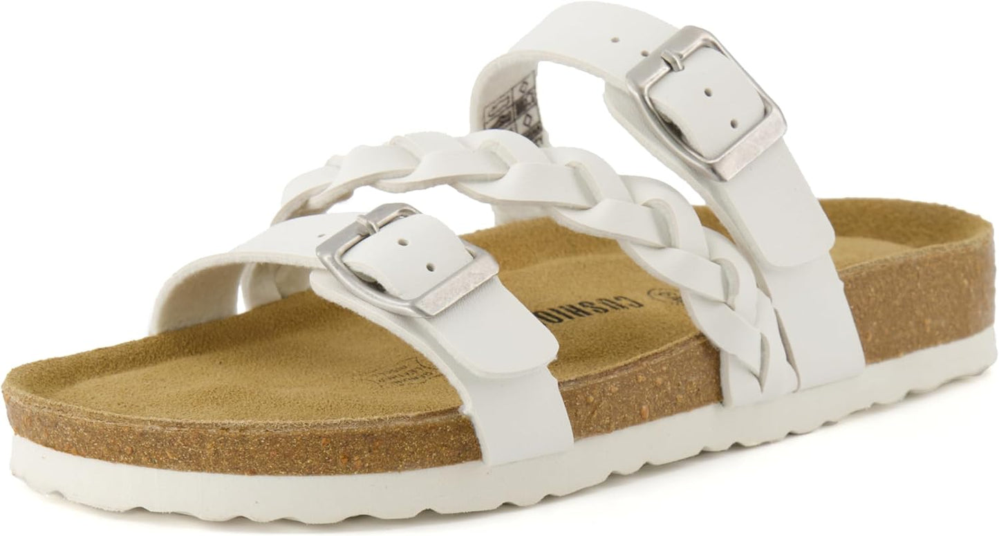 CUSHIONAIRE Women's Lizzy Cork Footbed Sandal for Summer Comfort