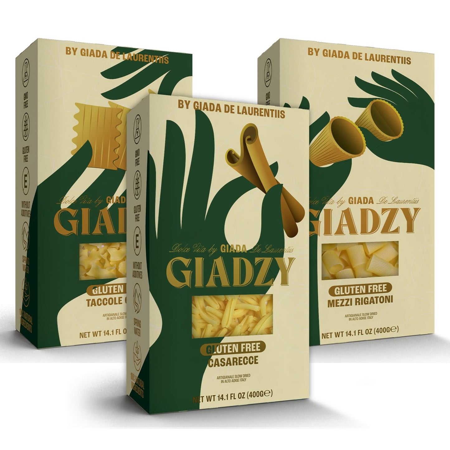 Giadzy Gluten Free Variety Pasta - Caserecce, Taccole & Mezzi Rigatoni