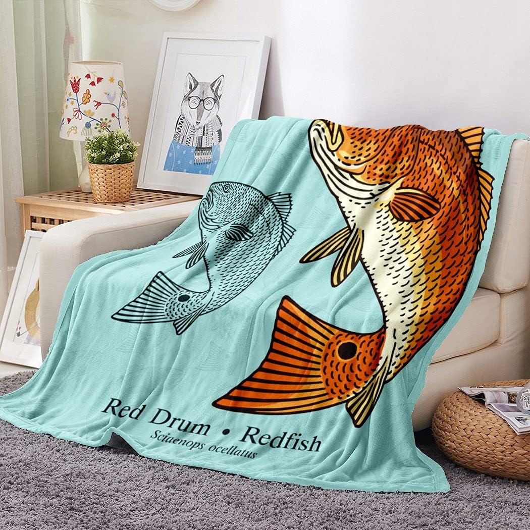 Pop Art Redfish Flannel Blanket | Cozy 50x60