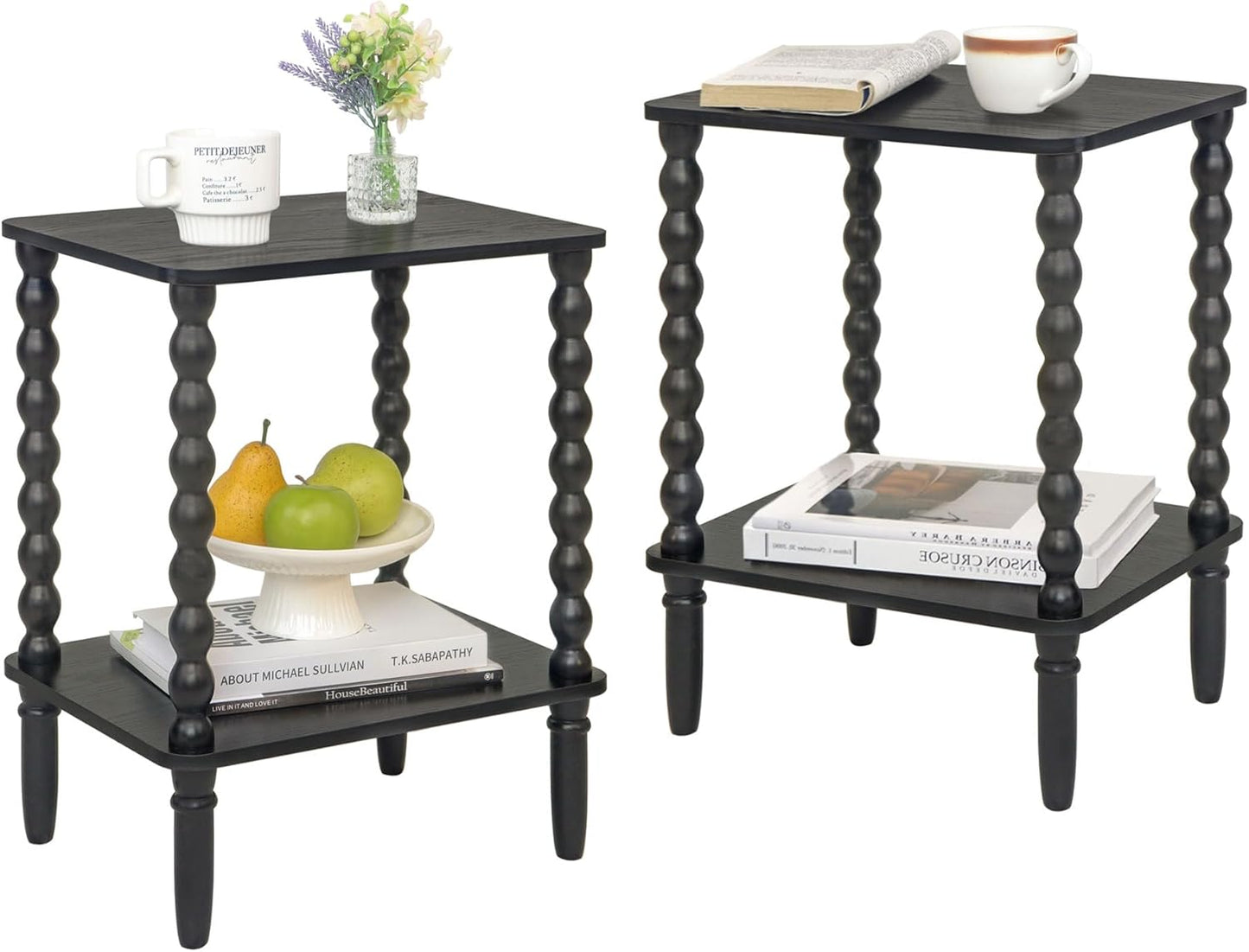 End Tables Set of 2 with Storage Shelf for Small Spaces