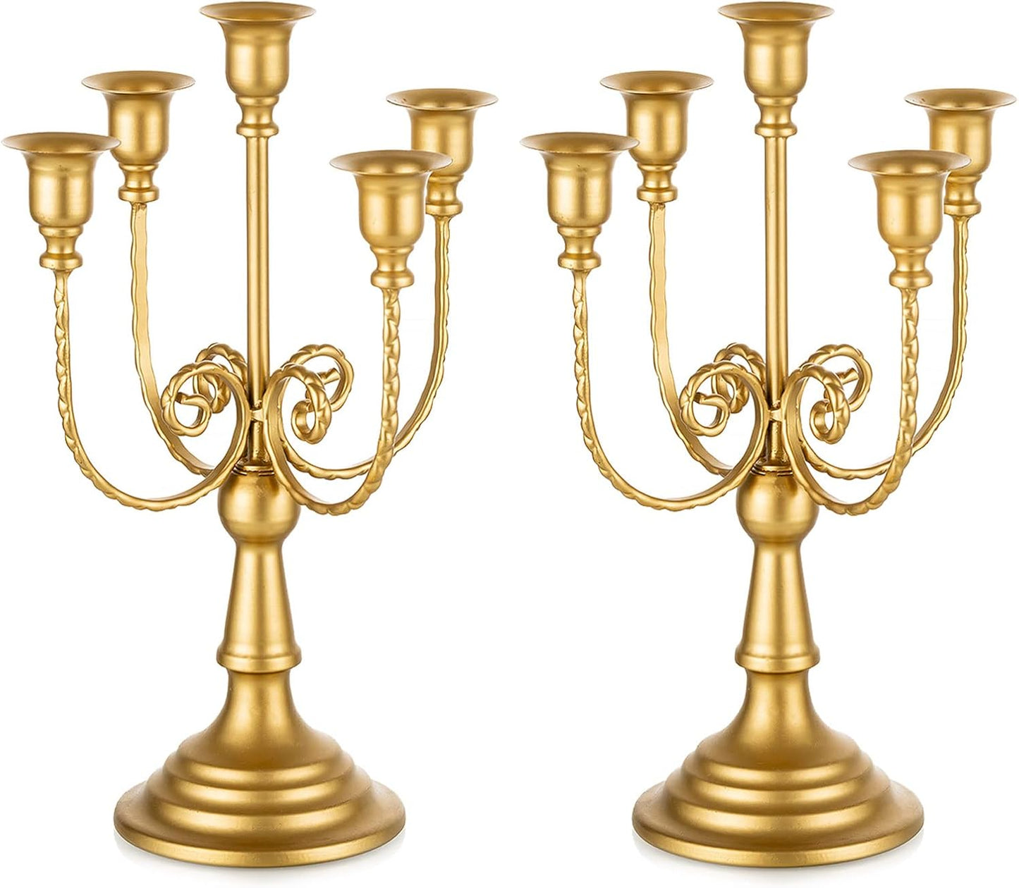 Romadedi 5 Arm Gold Candle Holders for Elegant Centerpieces