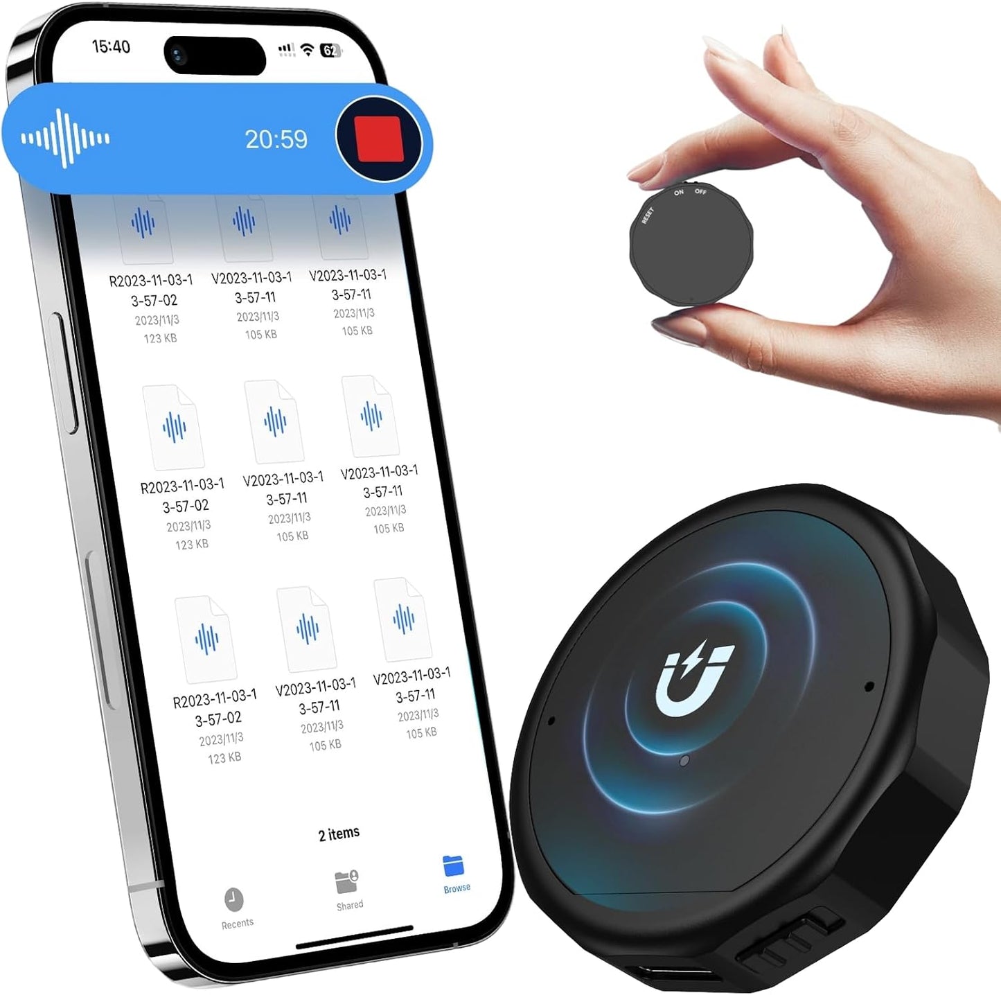 136GB Magnetic Voice Activated Recorder for Clear Recordings