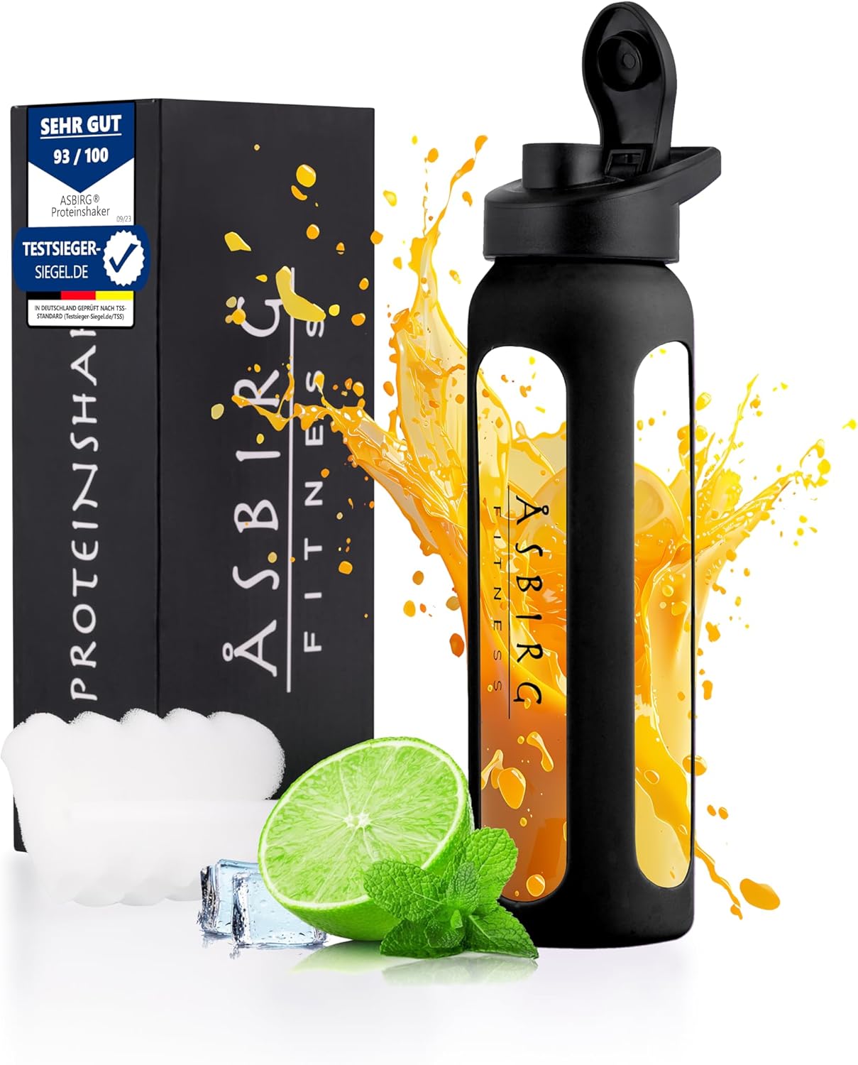 Glass Protein Shaker | Spiral Ball | Black