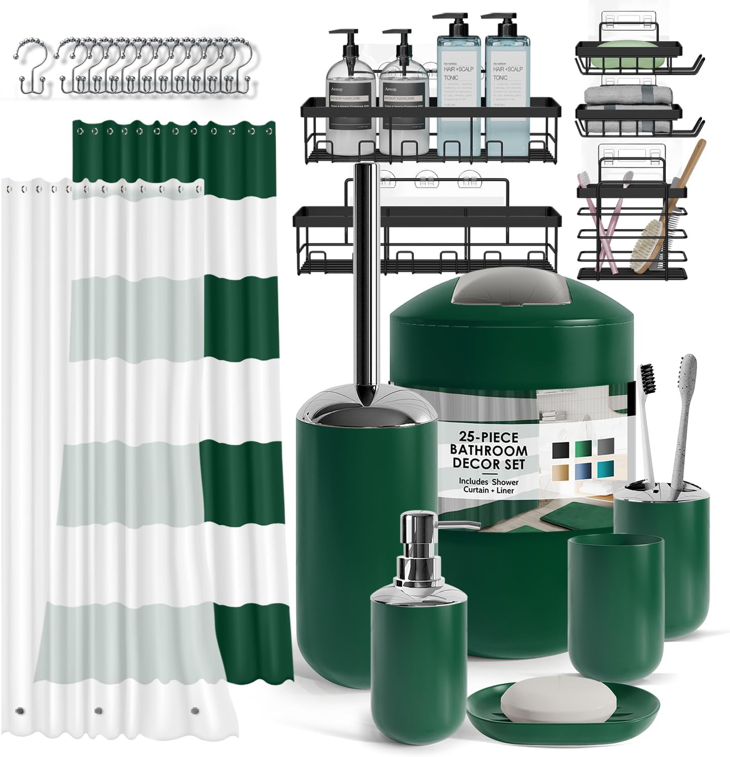 Hunter Green Bathroom Accessories Set for Stylish Decor