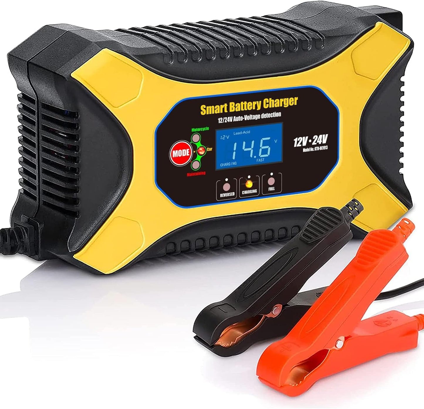 KATBO 6A Auto-Voltage Battery Charger - LCD Display for Motorcycle Car