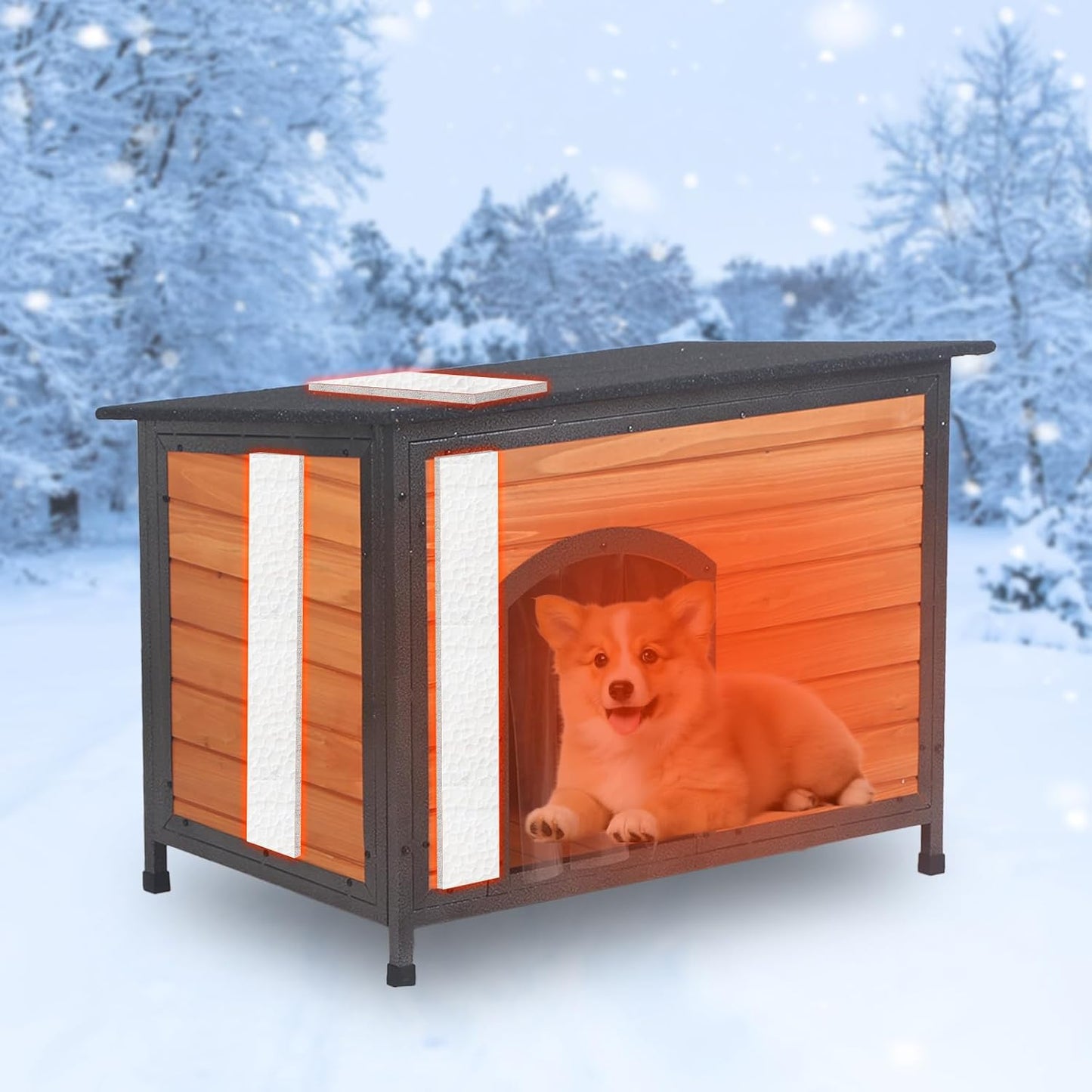 Insulated Dog House for Small Medium Dogs with Strong Frame
