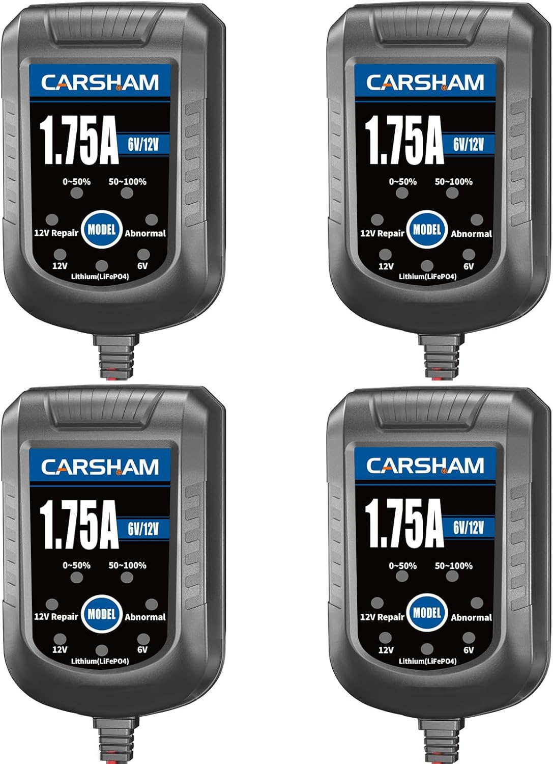 CARSHAM Trickle Charger 4-Pack: Maintain All Batteries Easily