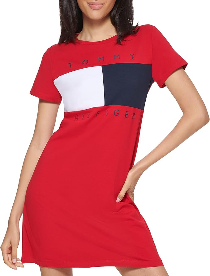 Tommy Hilfiger T-Shirt Short Sleeve Cotton Summer Dresses for Women