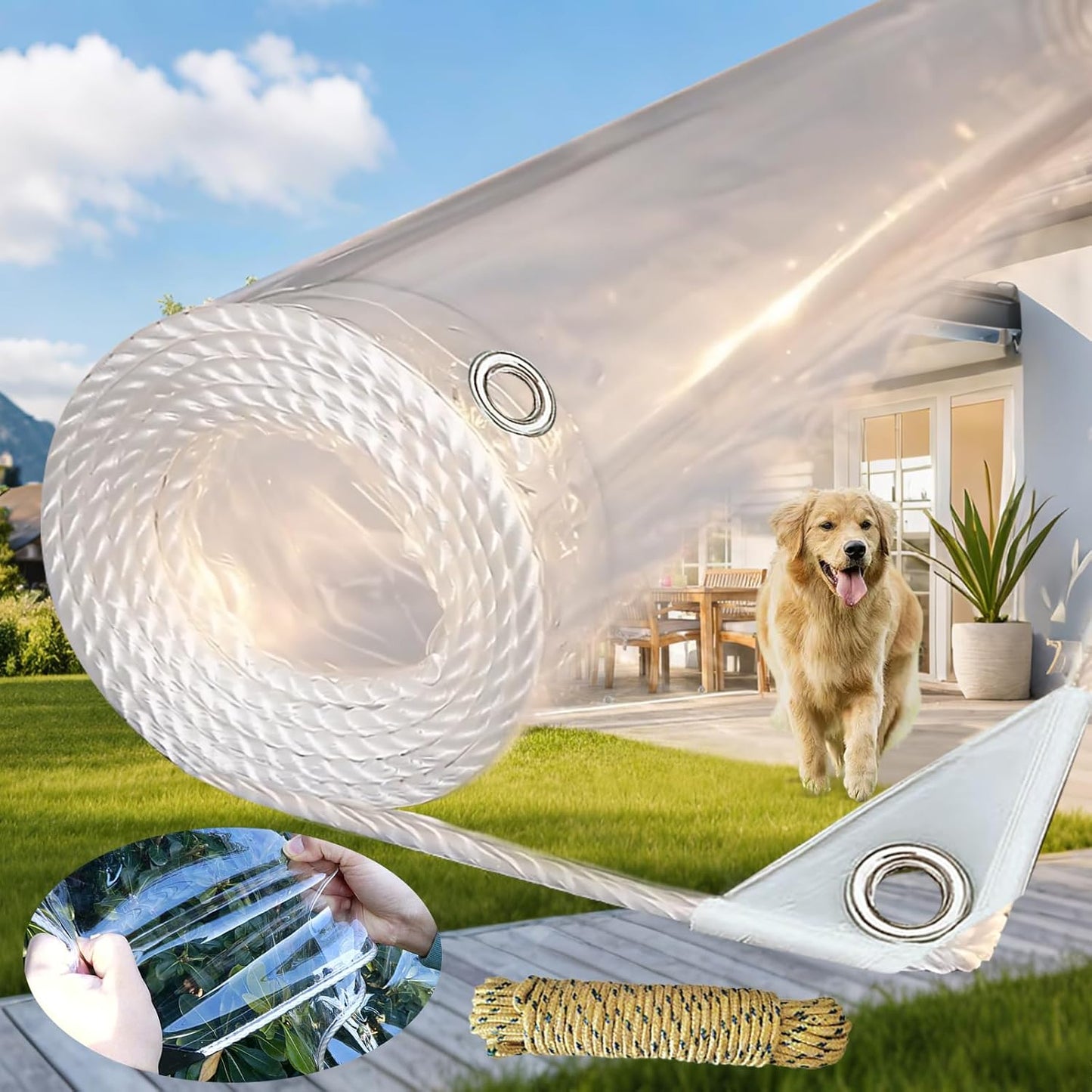 10ftX12ft Clear Vinyl Tarp for All-Weather Protection and Durability