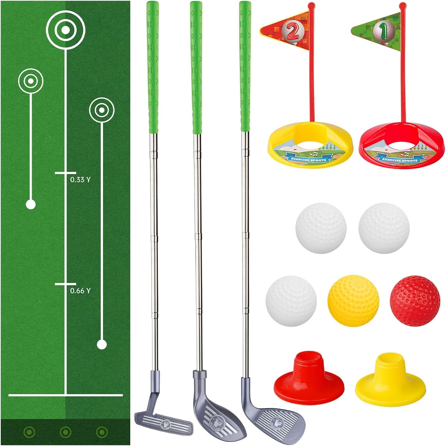 Adjustable Toddler Golf Set w/ Putting Mat - Outdoor Fun!