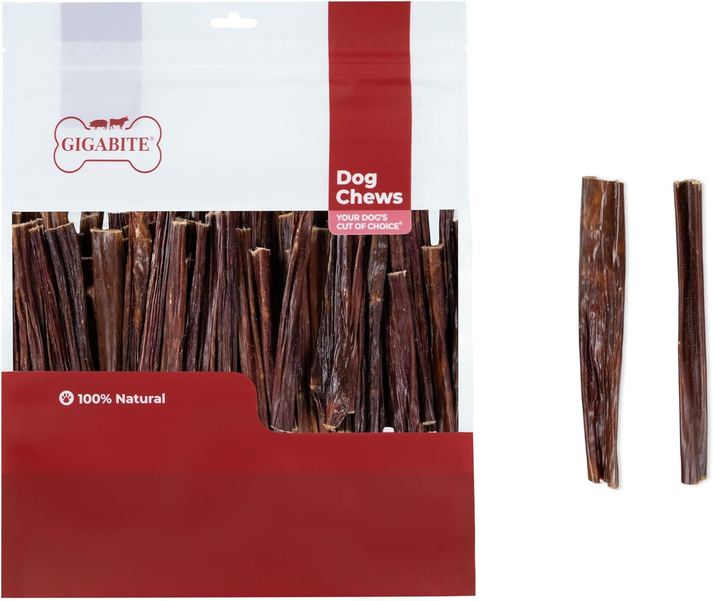 GigaBite 6 Inch Beef Gullet Jerky Sticks for Happy Dogs