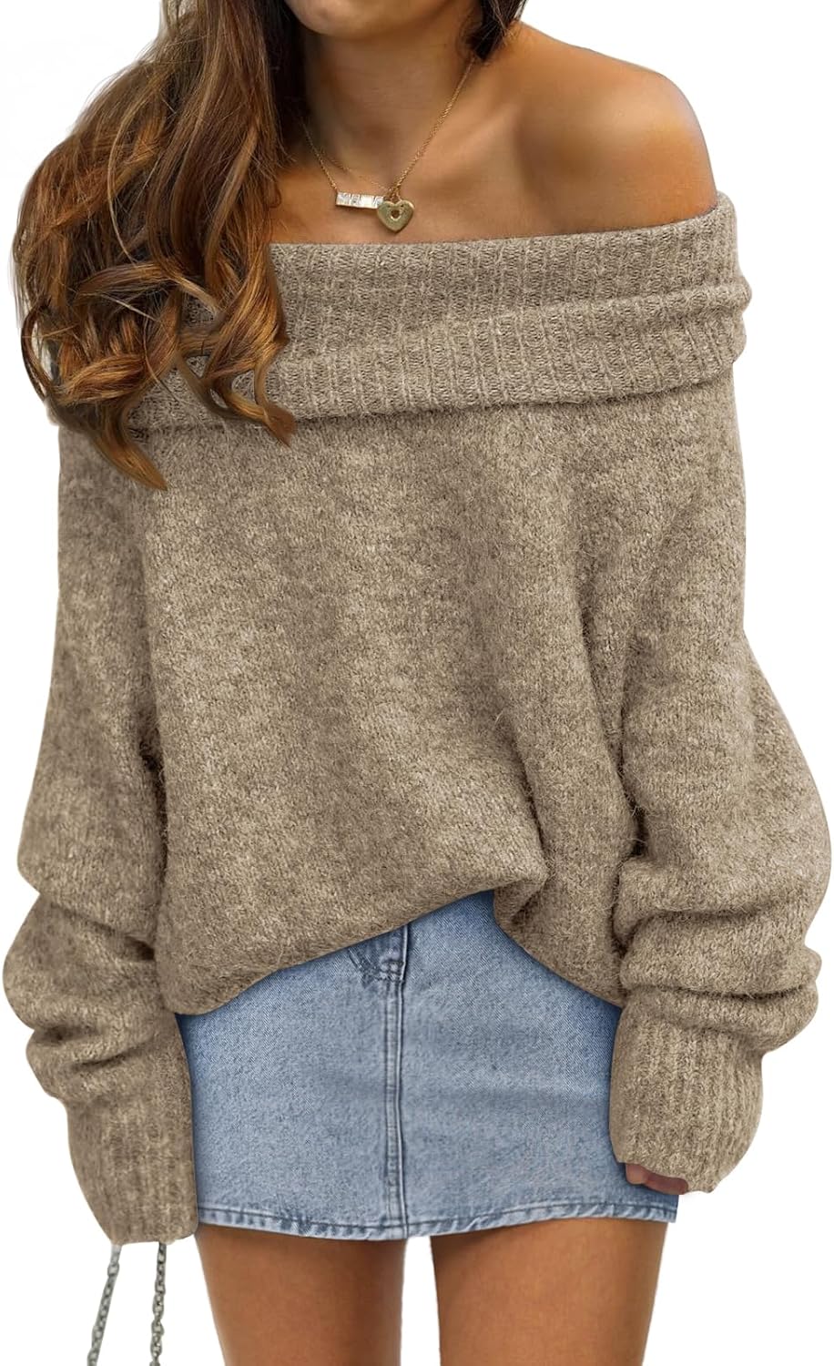 LILLUSORY Womens Off The Shoulder Sweater for Stylish Comfort