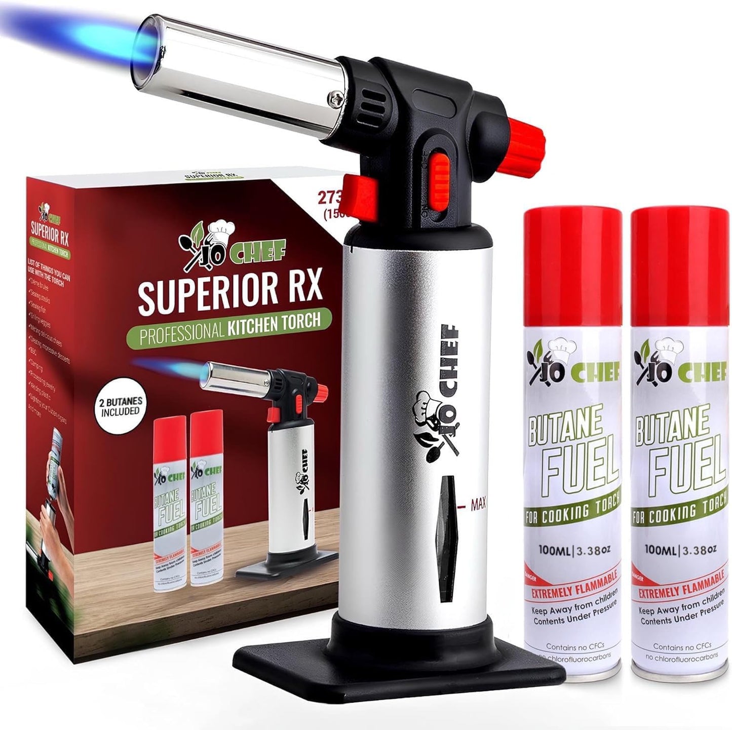 Jo Chef Kitchen Torch with Butane for Culinary Precision Cooking