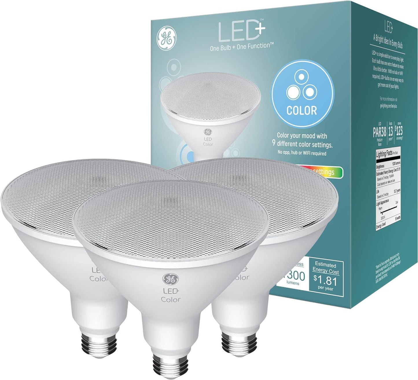GE LED+ Color Changing PAR38 Outdoor Light Bulbs with Remote