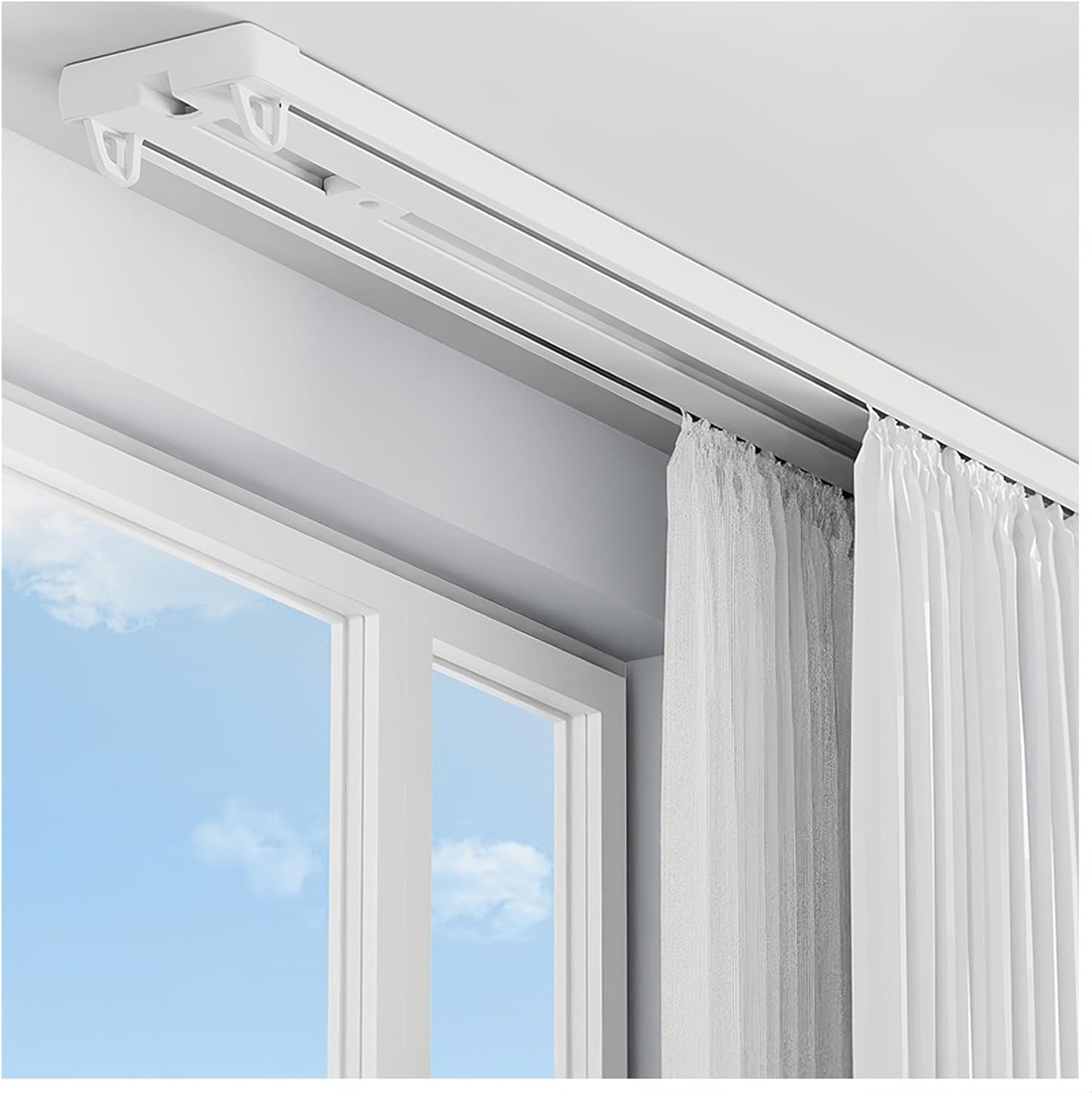 Silent Ceiling Curtain Track - Smooth Sliding, White, 8.5FT