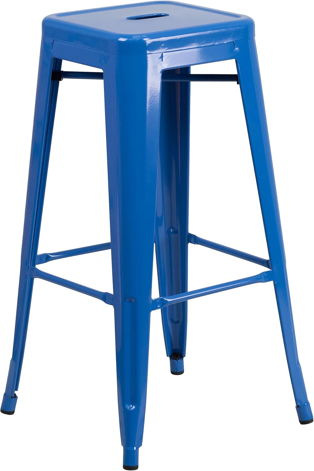 Backless Blue Metal Indoor-Outdoor Barstool for Stylish Spaces