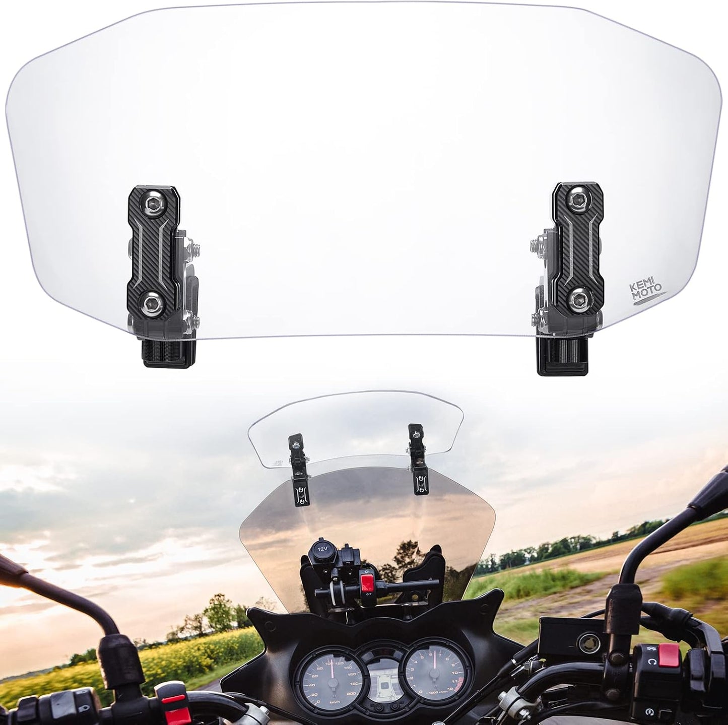 KEMIMOTO Motorcycle Windshield Extension for Enhanced Comfort