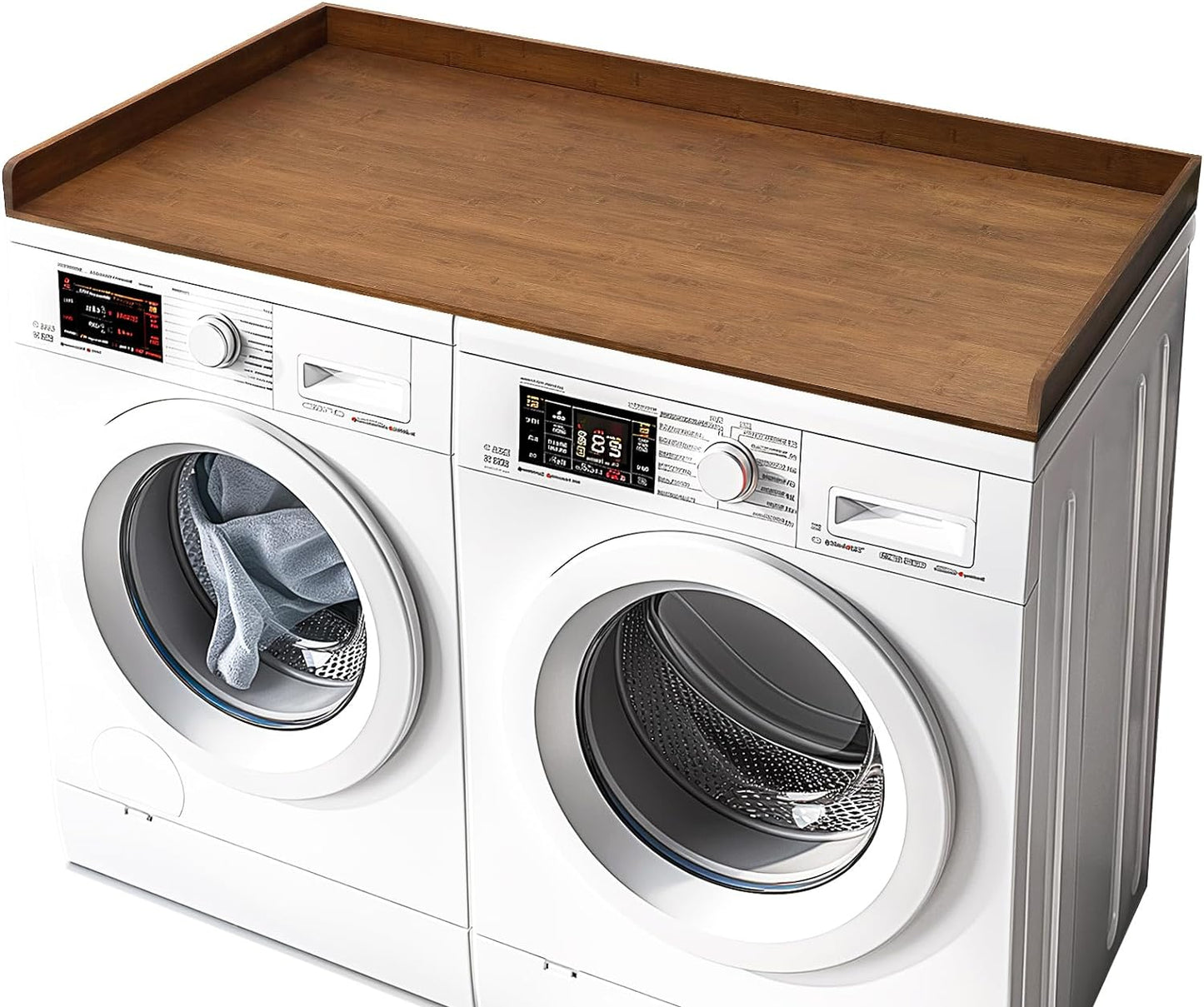 Bamboo Washer Dryer Countertop for Stylish Laundry Organization
