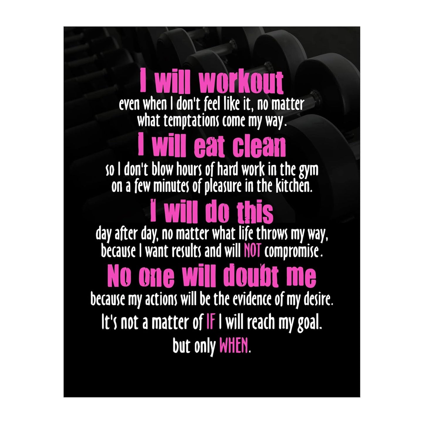 Motivational Fitness Art Print - Ideal Positive Decor for Home & Gym - 11x14 Unframed