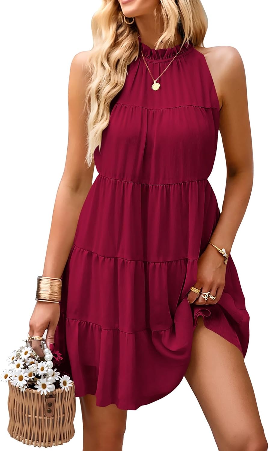 KIRUNDO Womens Summer Dresses 2025 Casual Halter Sundress