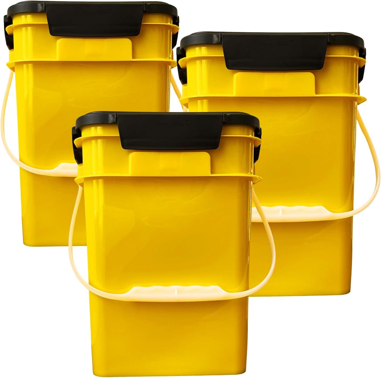 4 Gallon Square Food Grade Bucket Pail Pack of 3 for Storage
