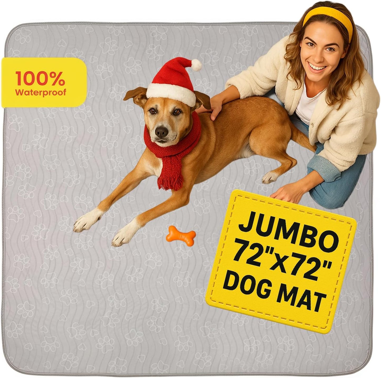 IMPROVIA Extra-Large Waterproof Dog Mat for Playpens and More