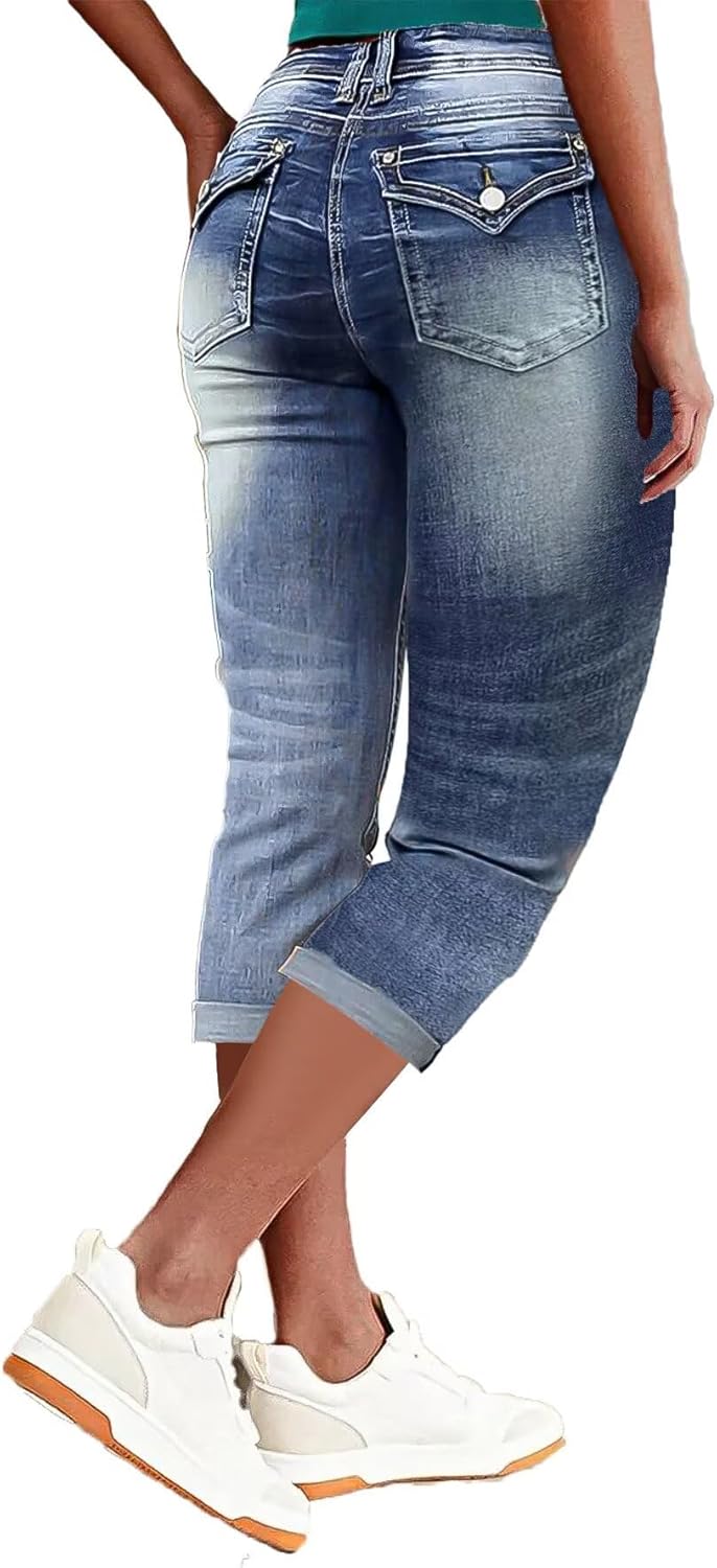 Flamingals Women's Denim Capri Jeans for Stylish Everyday Wear