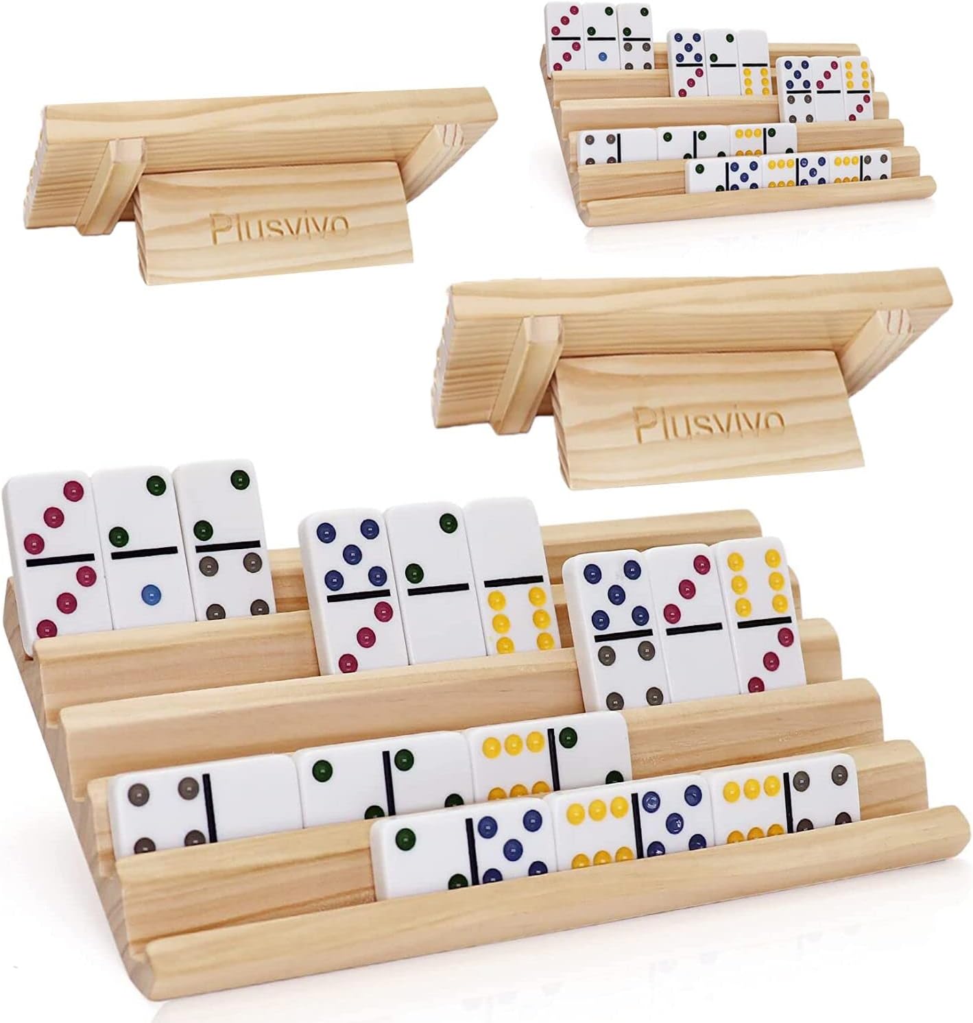 Domino Racks with Stand Set of 4 for Family Fun Games