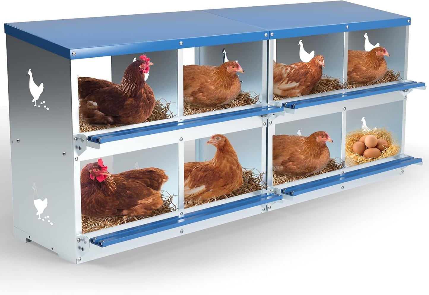Chicken Nesting Box with 8 Compartments for Hens and Ducks