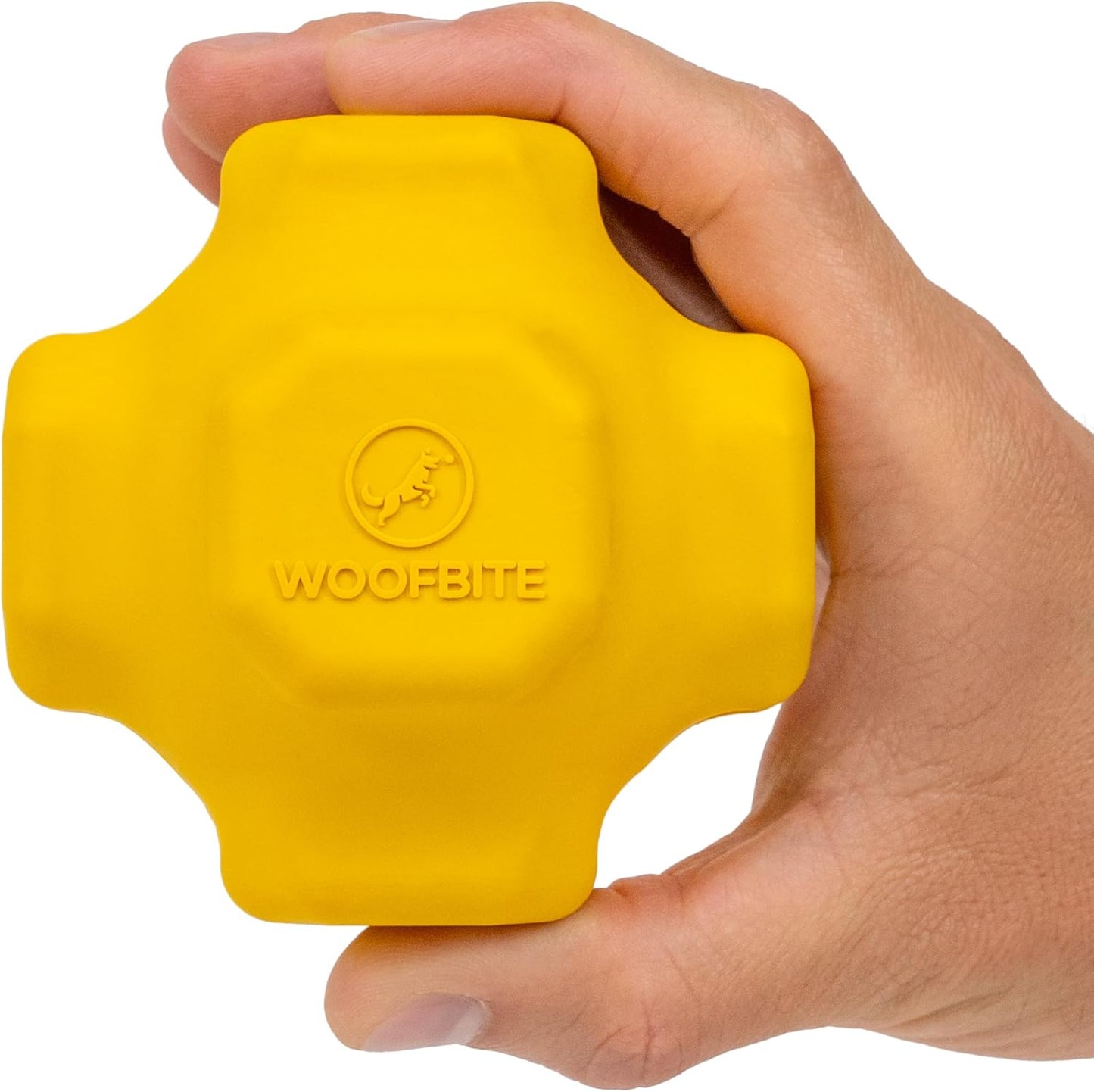 Indestructible WoofBite Ball - Lifetime Chew Toy for Aggressive Chewers - Non-Toxic Rubber - 4.5 Yellow