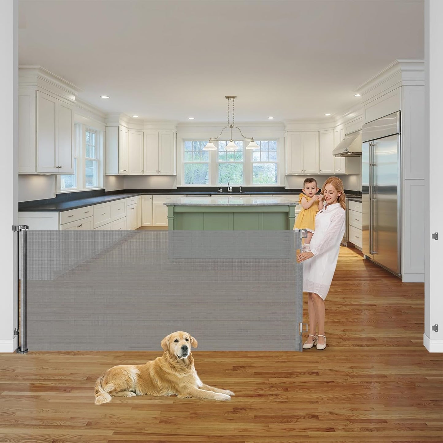 42 Inch Tall Retractable Baby Gate for Dogs and Cats Indoor Outdoor