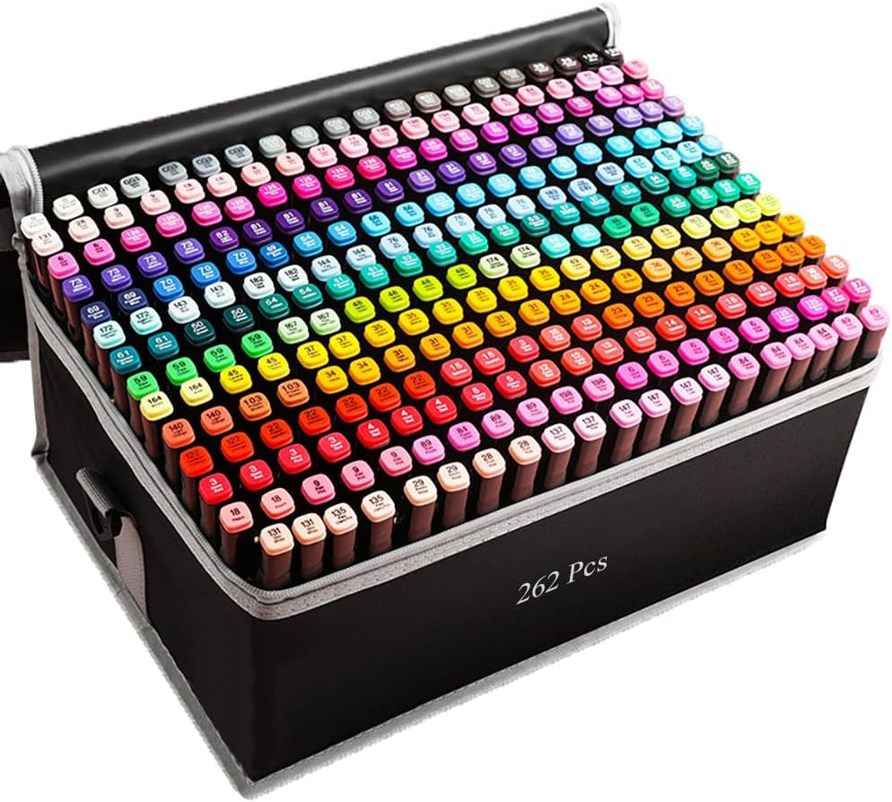 Alcohol Markers Set with 262 Colors for Creative Artists