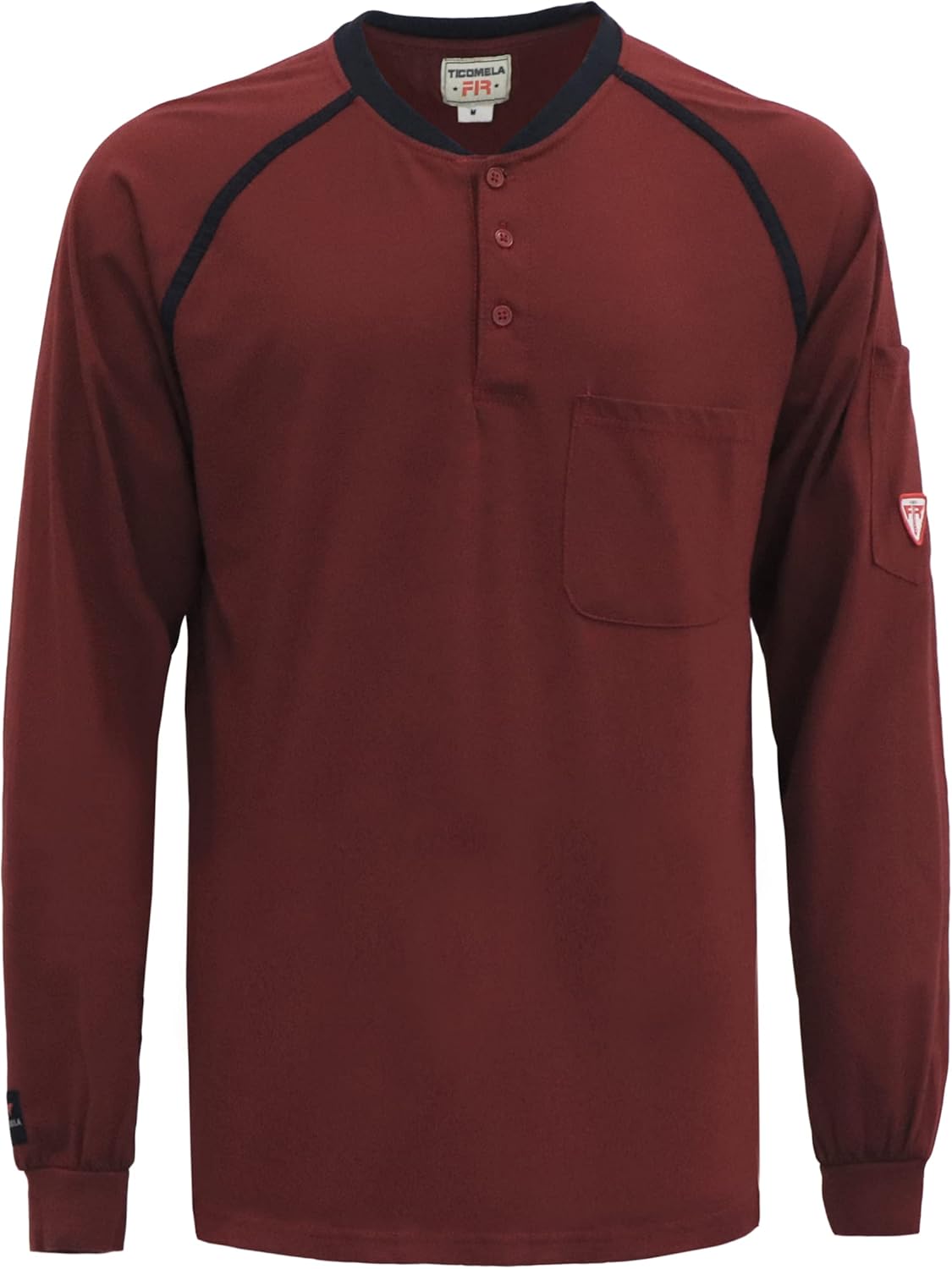 TICOMELA FR T Shirt Flame Resistant Long Sleeve Henley Workwear