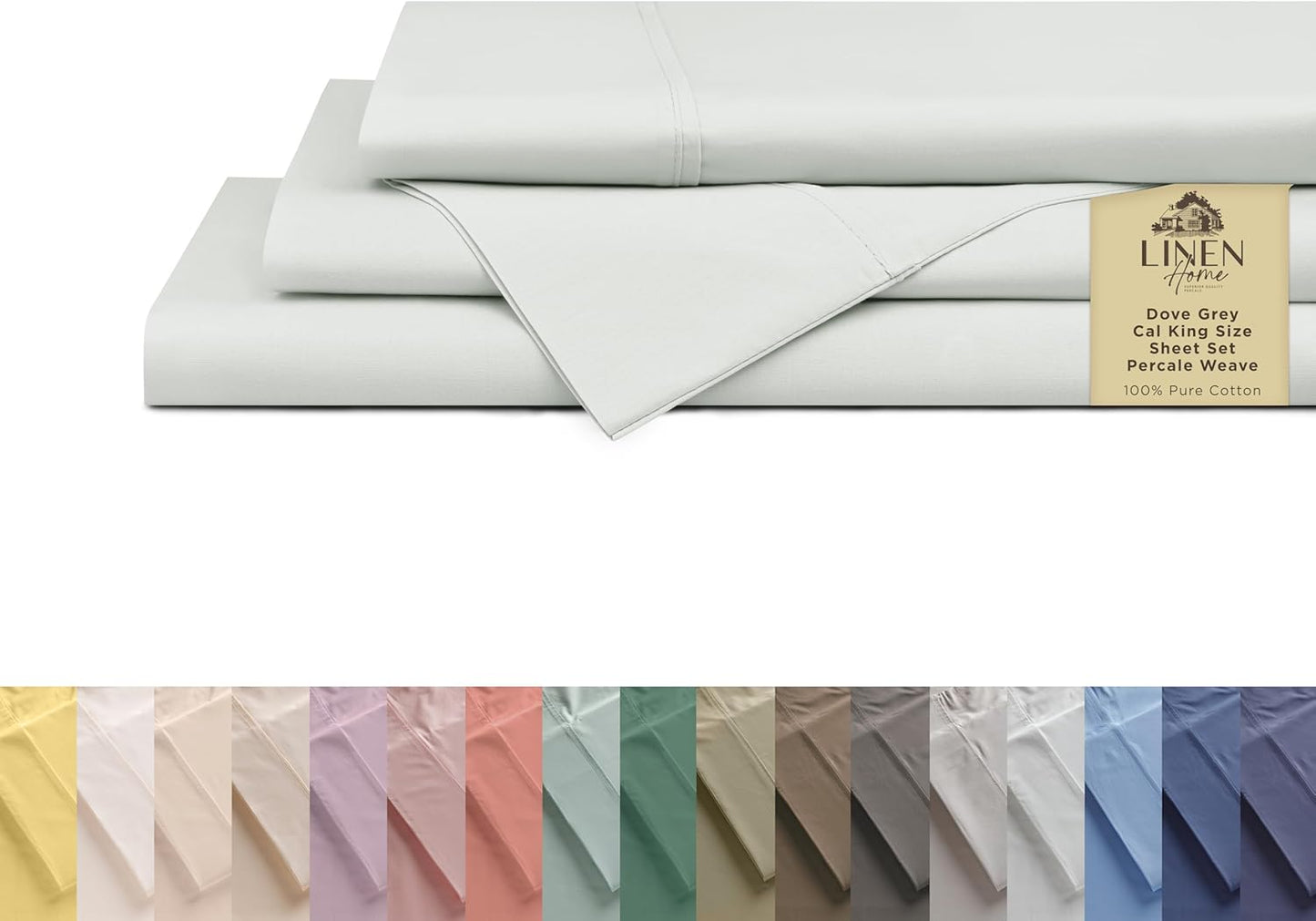 100% Cotton Percale Sheets Set for California King Size Beds