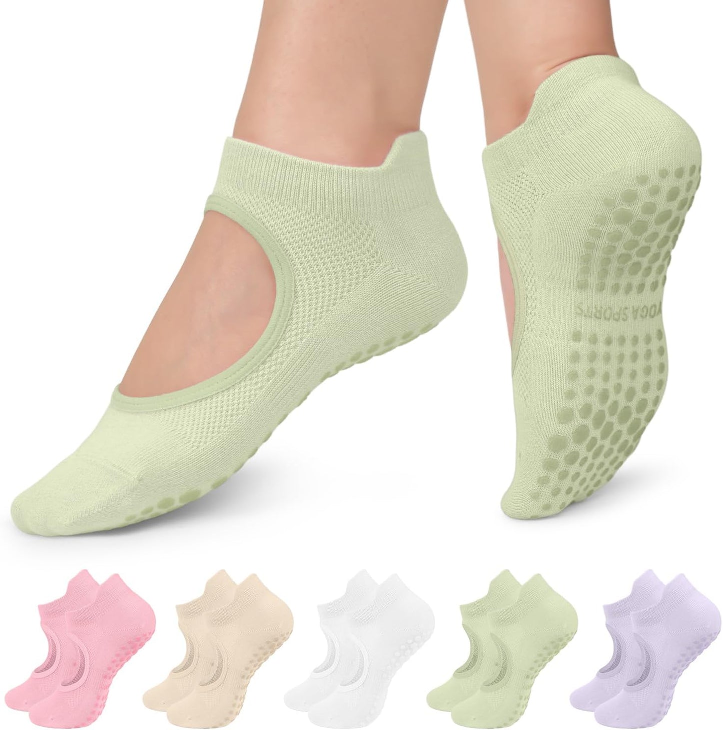 Non-Slip Pilates Socks 5 Pairs Set for Women - Enhance Your Workout!