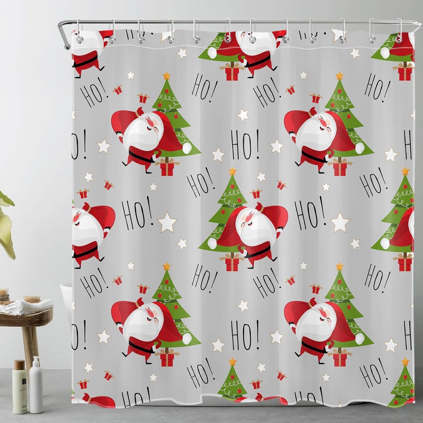 Merry Christmas Santa Claus Shower Curtain Set