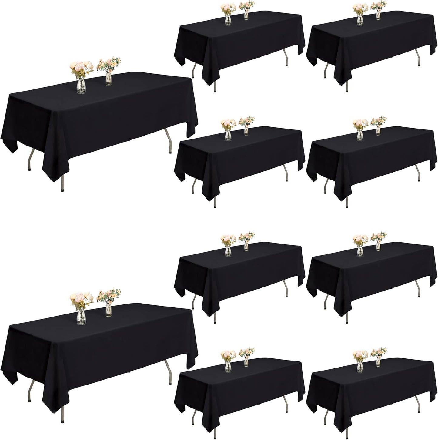 10 Pack Black Tablecloths for 6 Foot Rectangle Tables 60x102