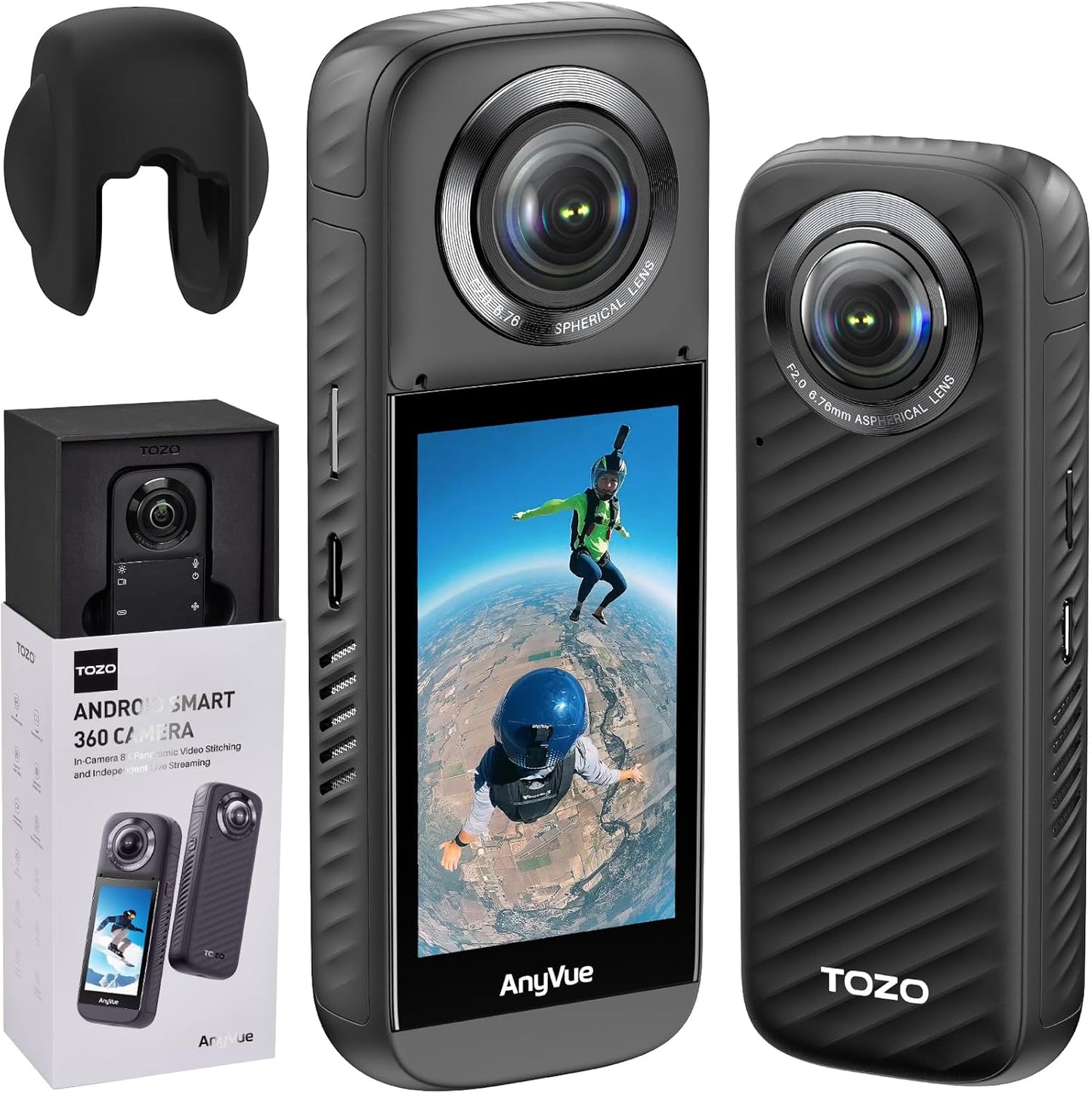TOZO AnyVue Android Smart 360 Action Camera - Capture Stunning 5.7K Video & 12K Photos