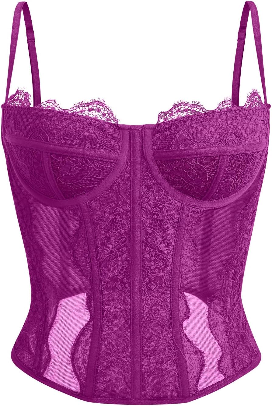 Dealmore Corset Tops For Women: Lace Mesh Date Night Fashion