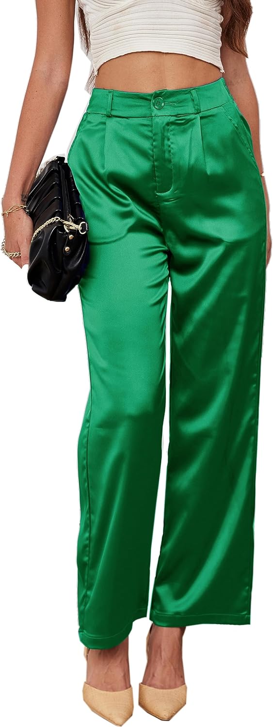 Stylish Women's Wide Leg Satin Casual Dress Nightout Pants