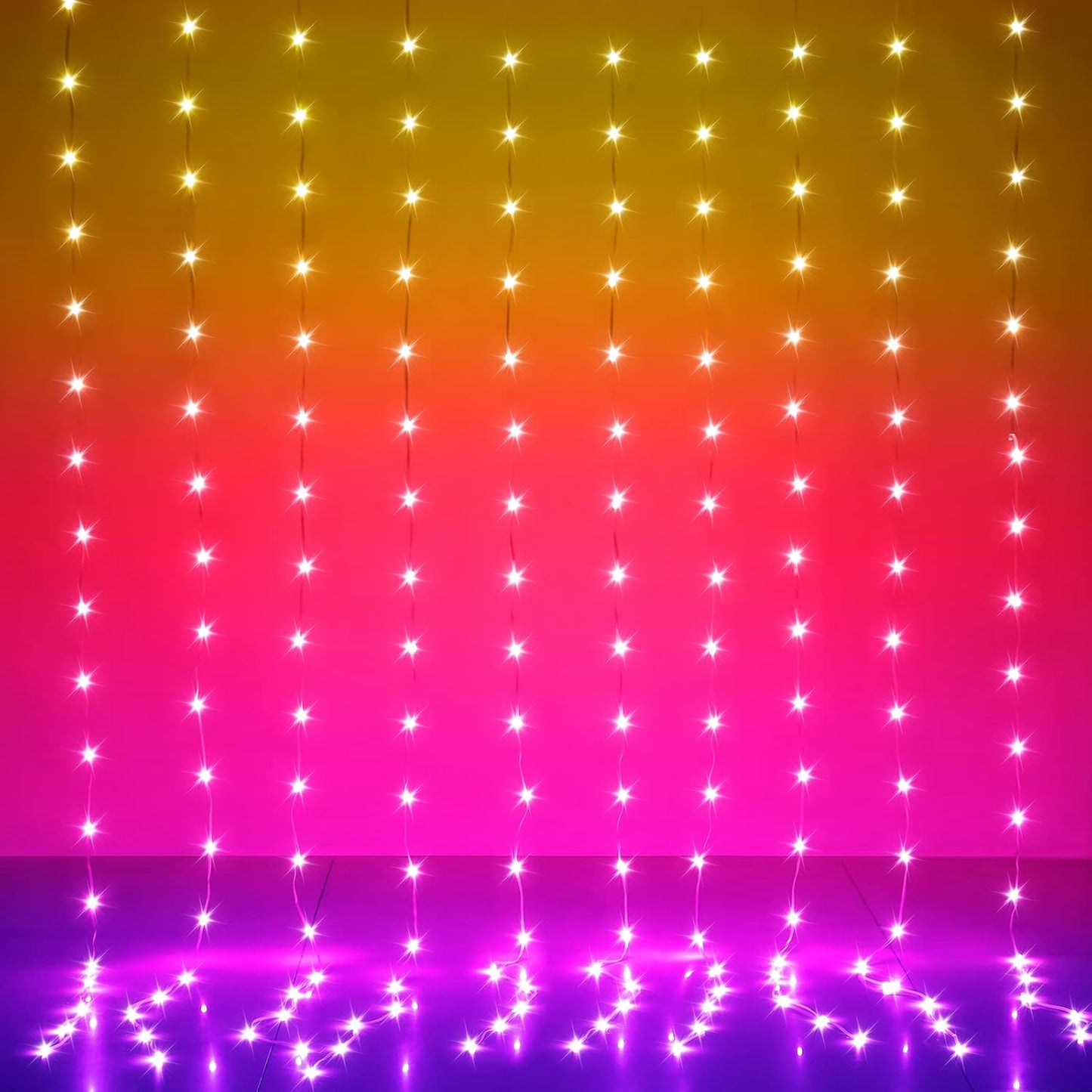 300 RGB LED Curtain Lights - Music Sync, Smart Control