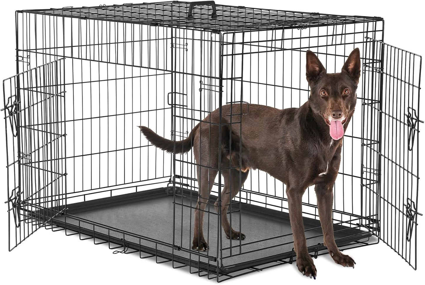 Sweetcrispy Large Dog Crate with Divider Panel for Comfort