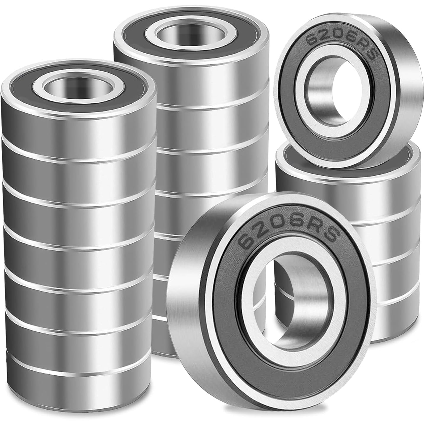 20 Pcs 6206-2RS Double Rubber Seal Bearings for High Precision