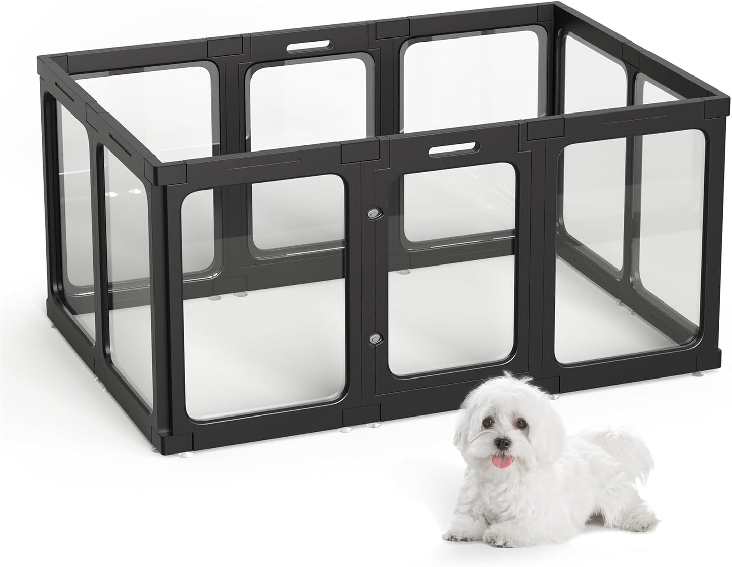 Acrylic Dog Playpen Indoor - Modern Clear Pet Pen for Small Dogs