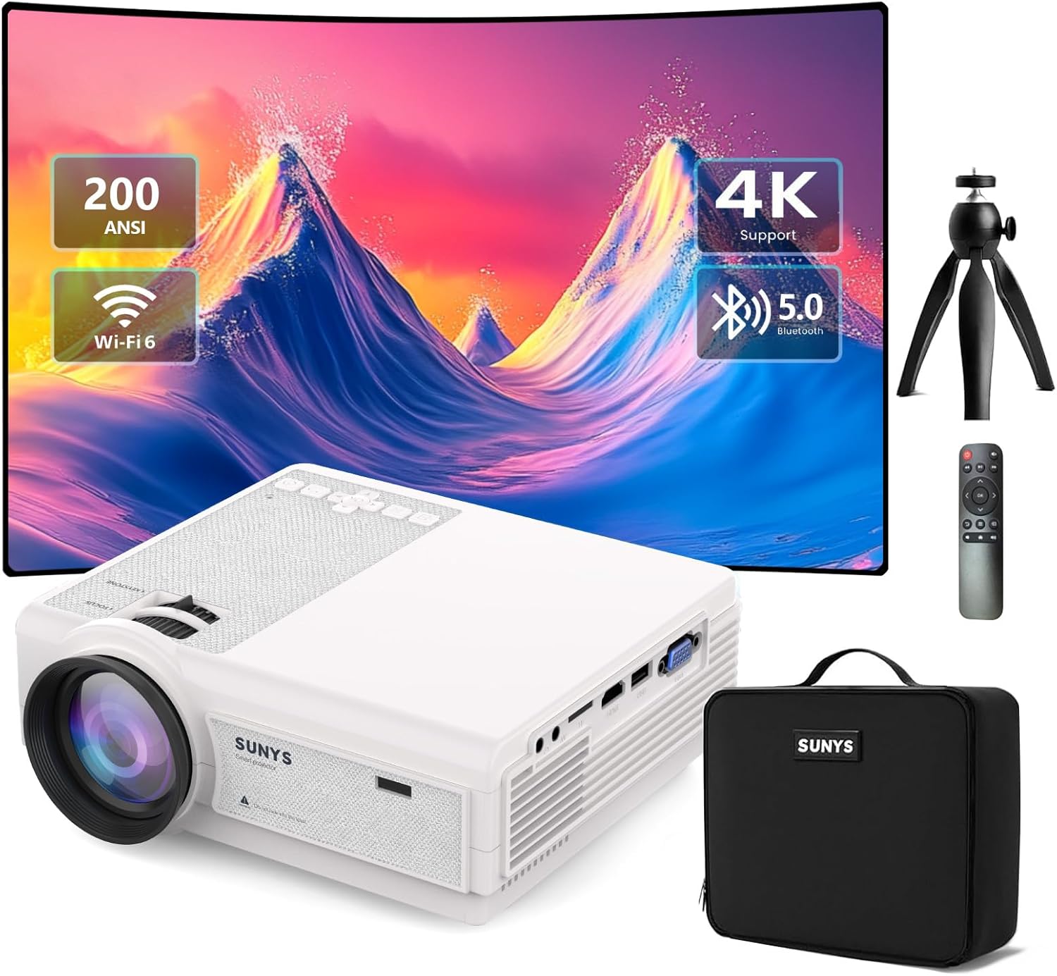 Projecteur Natif Full HD 1080P, 5G WiFi Bluetooth Rétroprojecteur 10000Lux Home Cinema