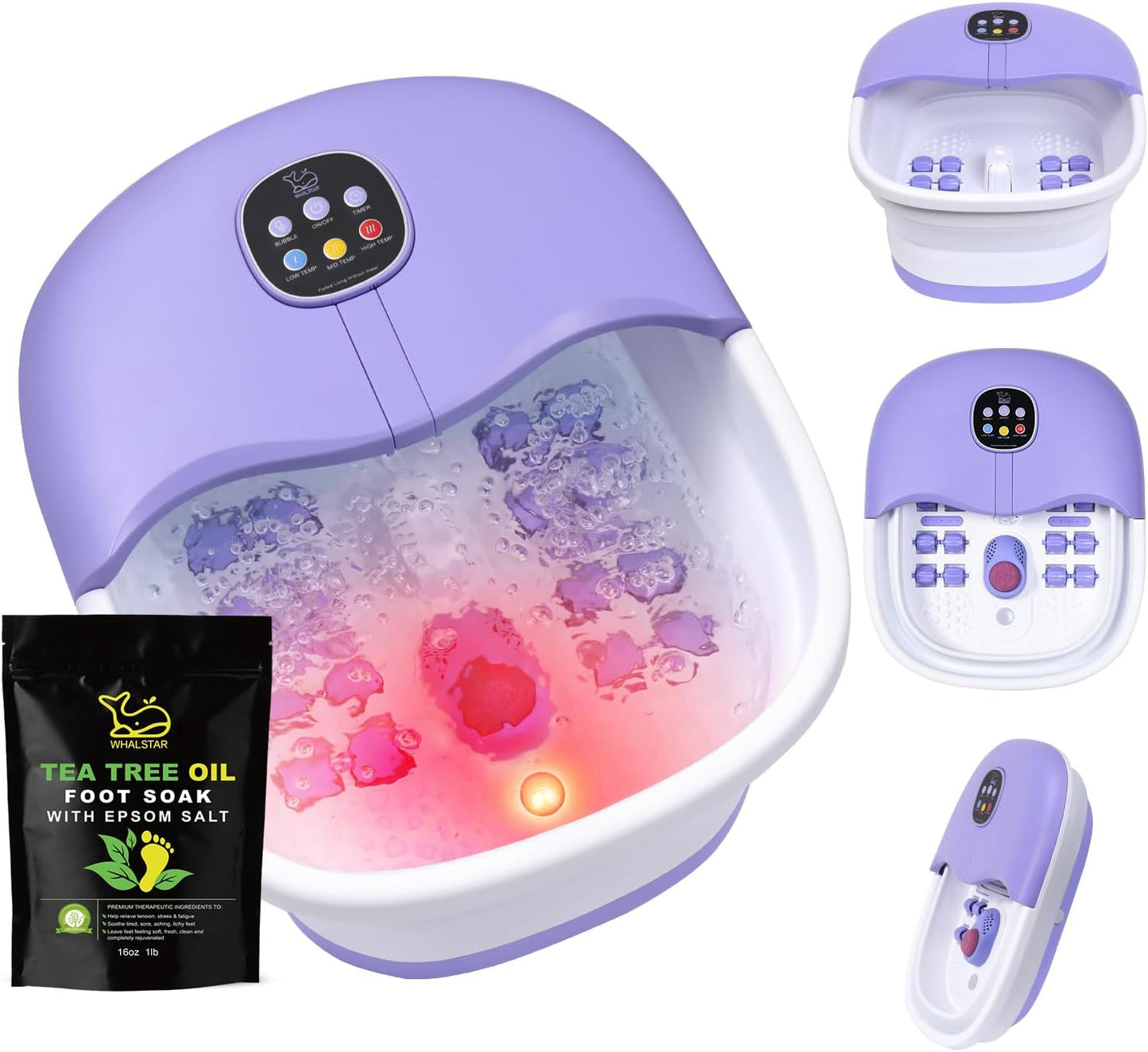 Foot Spa Bath Massager with Heat Bubbles and Vibration Relief