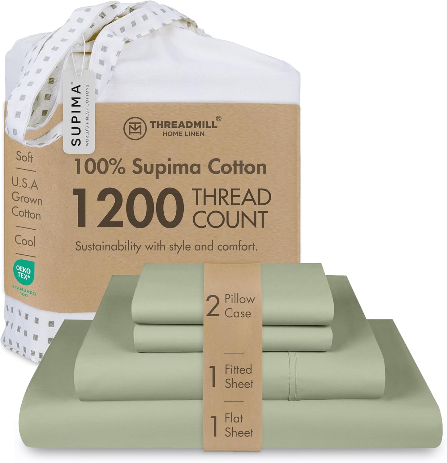 Luxury Supima Cotton Sheets Set for Full Size Bed - 1200 TC